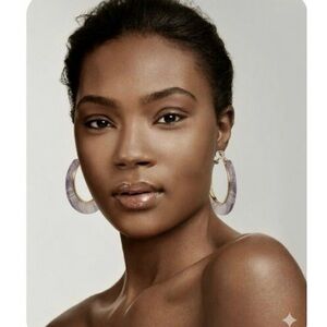 Elegant Purple Asymmetrical and Gold Hoop Earrings